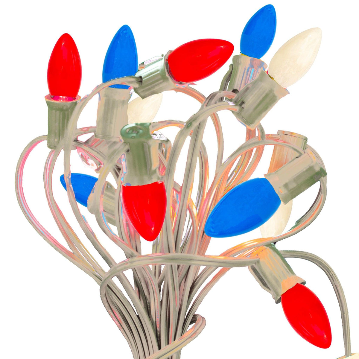 Lee Display offers your favorite Multi-Color 4th of July Red, White and Blue Lights sold with a 25FT Patio String Cord in a set!  On sale now at leedisplay.com