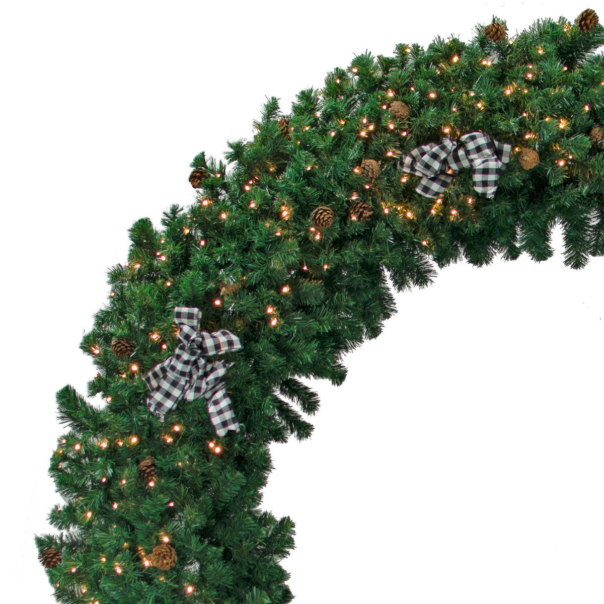 Lee Display's brand new and custom-designed 8FT Pre-Lit Premier Pine Fir Christmas Wreaths available for purchase, rent, and installation services.  Shop now at leedisplay.com