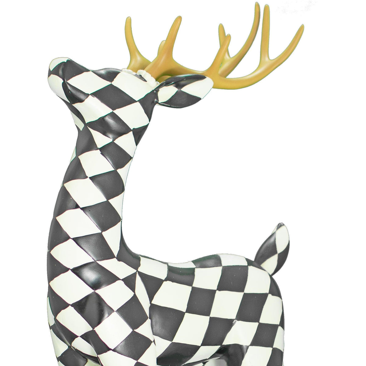 Lee Display's Brand New Black and White Checkered Standing Reindeer on Sale and Available for Rent at leedisplay.com