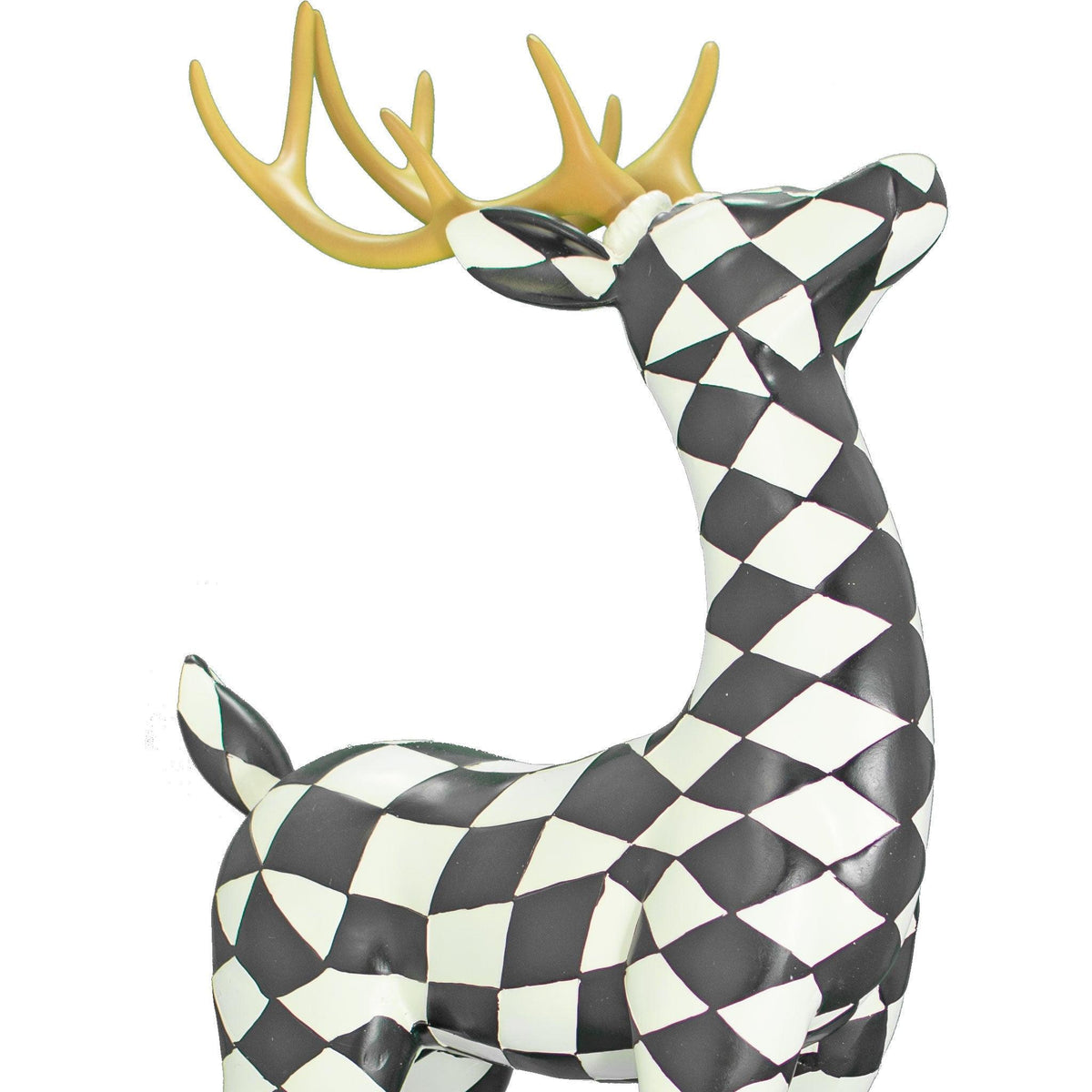 Lee Display's Brand New Black and White Checkered Standing Reindeer on Sale and Available for Rent at leedisplay.com