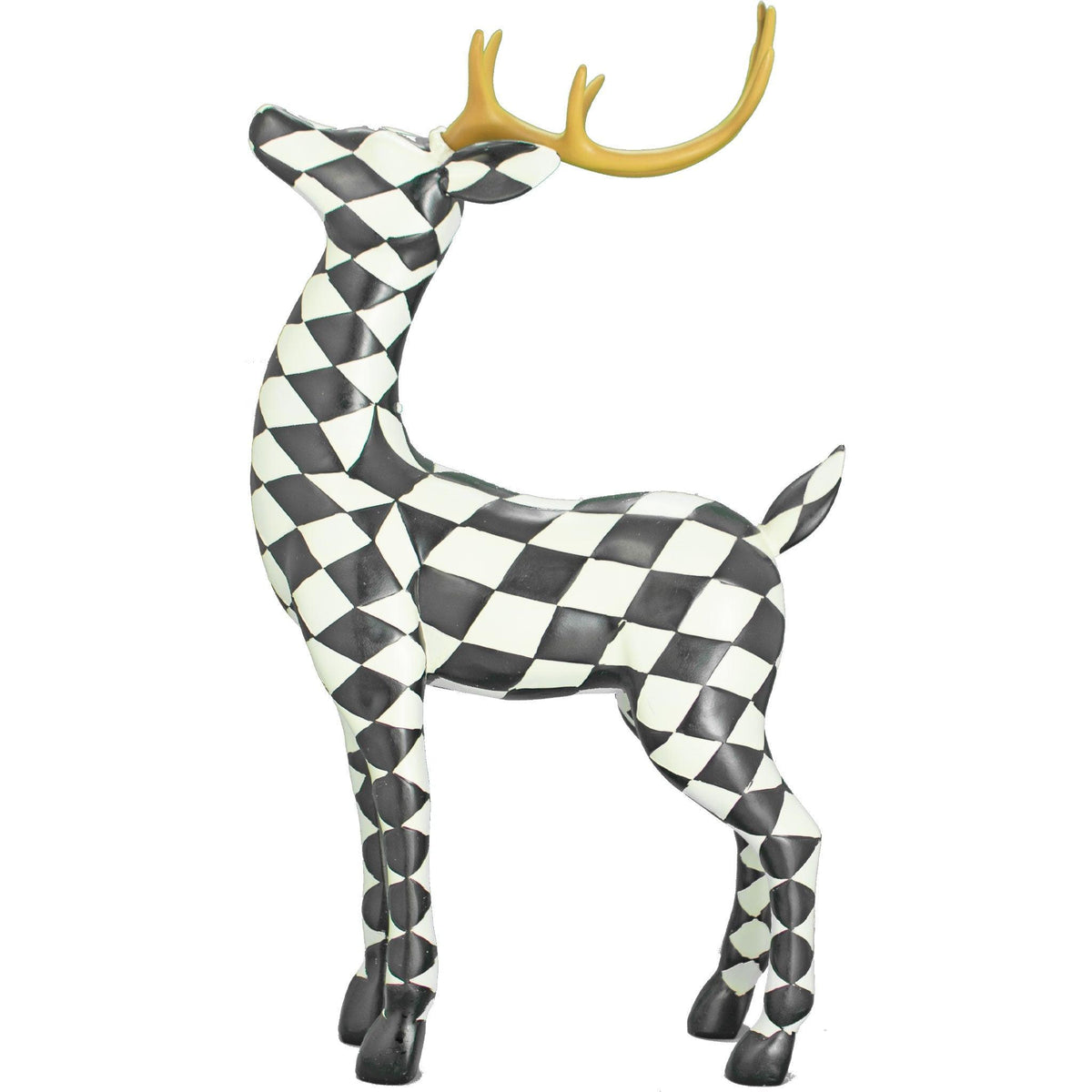 Lee Display's Brand New Black and White Checkered Standing Reindeer on Sale and Available for Rent at leedisplay.com