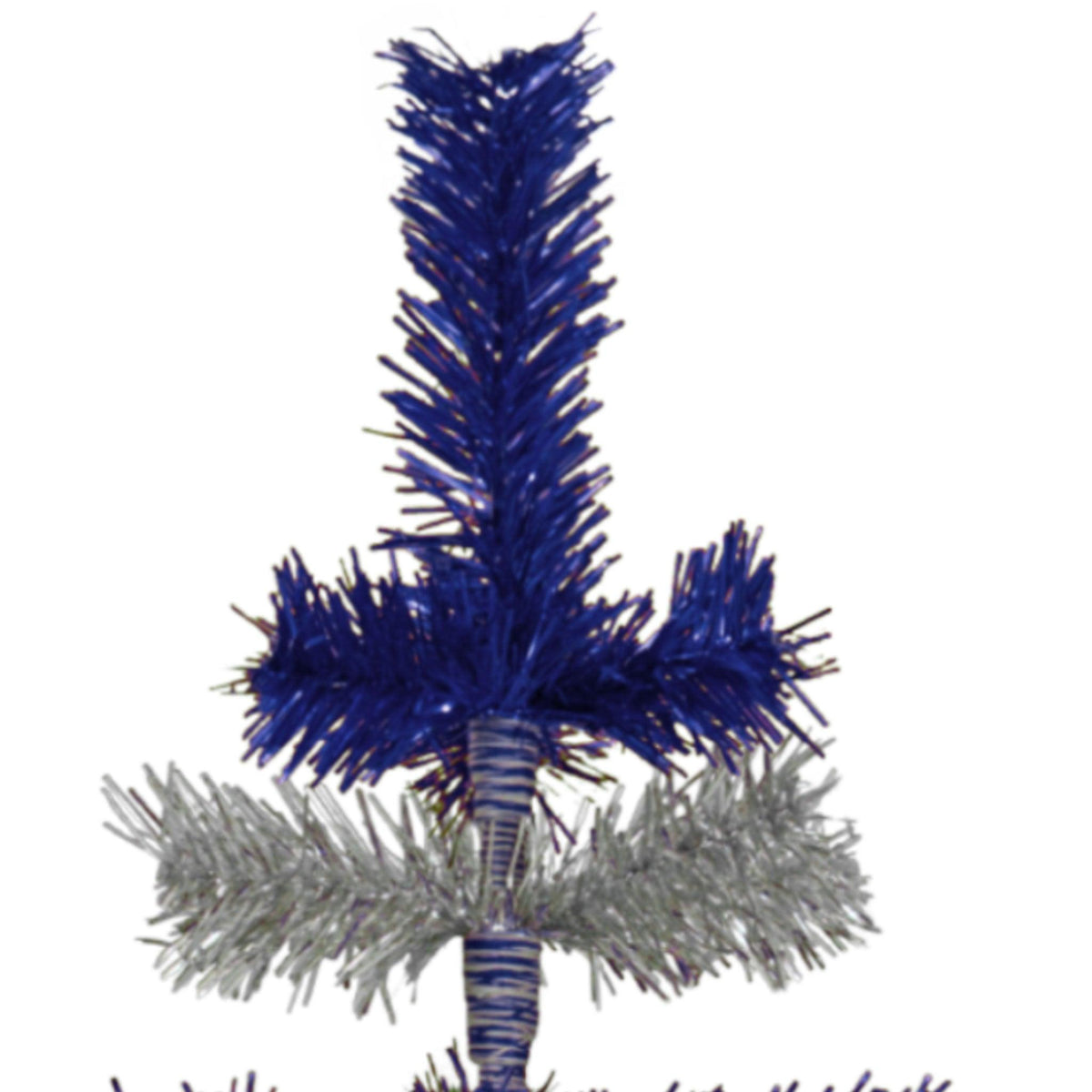 Metallic Blue and Shiny Silver Layered Tinsel Christmas Trees!    Decorate for the holidays with a Silver and Blue retro-style Christmas Tree.  Shop now at leedisplay.com