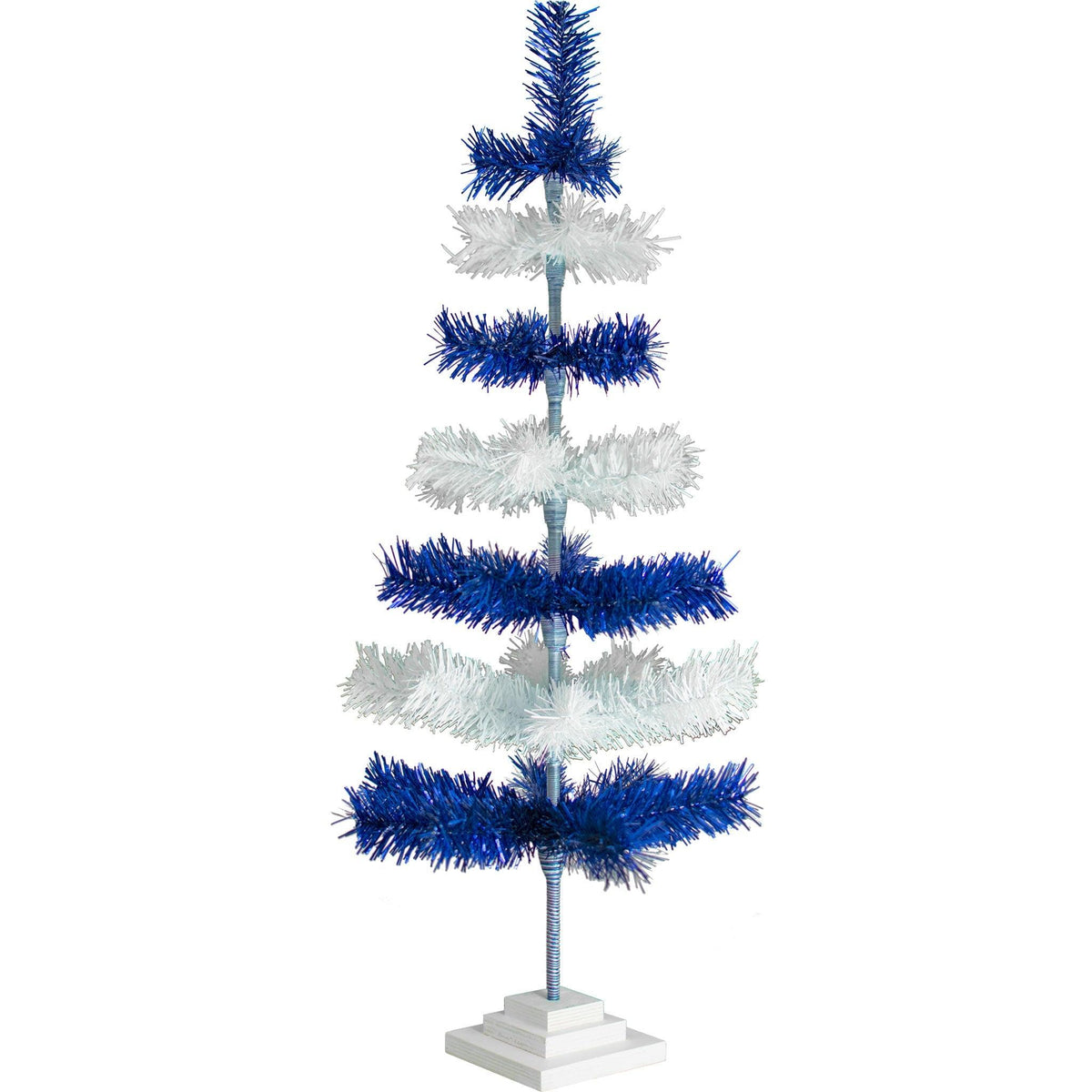 18in - 5FT Tall Blue & White Layered Tinsel Christmas Trees on sale at leedispay.com