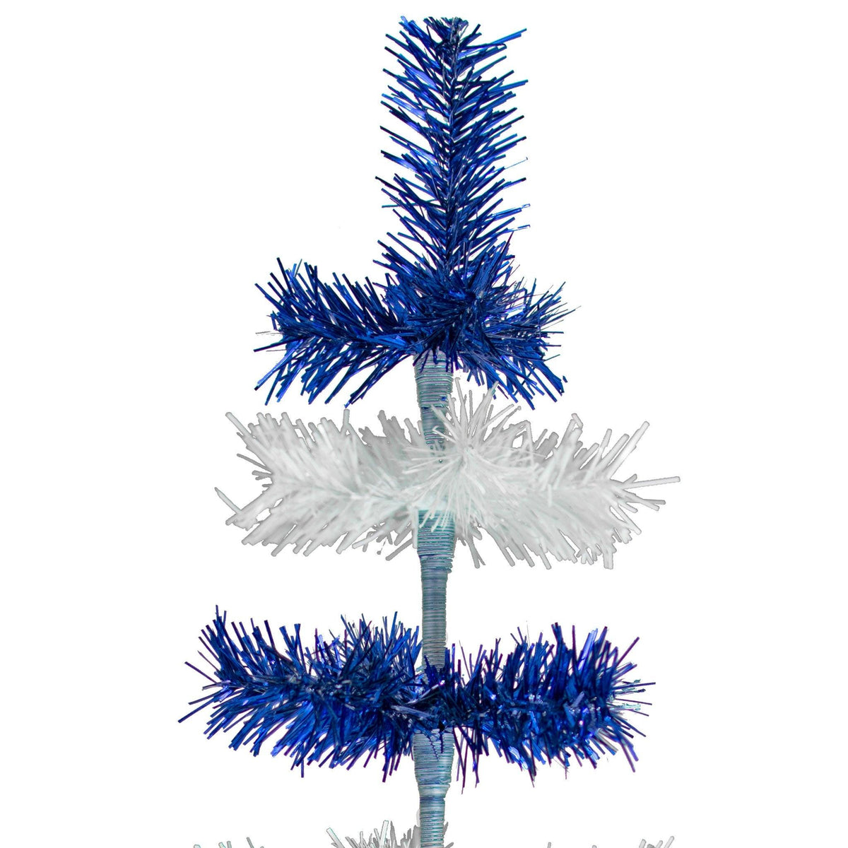 18in - 5FT Tall Blue & White Layered Tinsel Christmas Trees on sale at leedispay.com