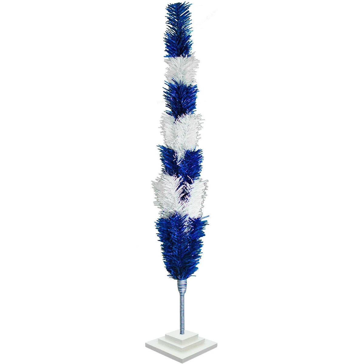 18in - 5FT Tall Blue & White Layered Tinsel Christmas Trees on sale at leedispay.com