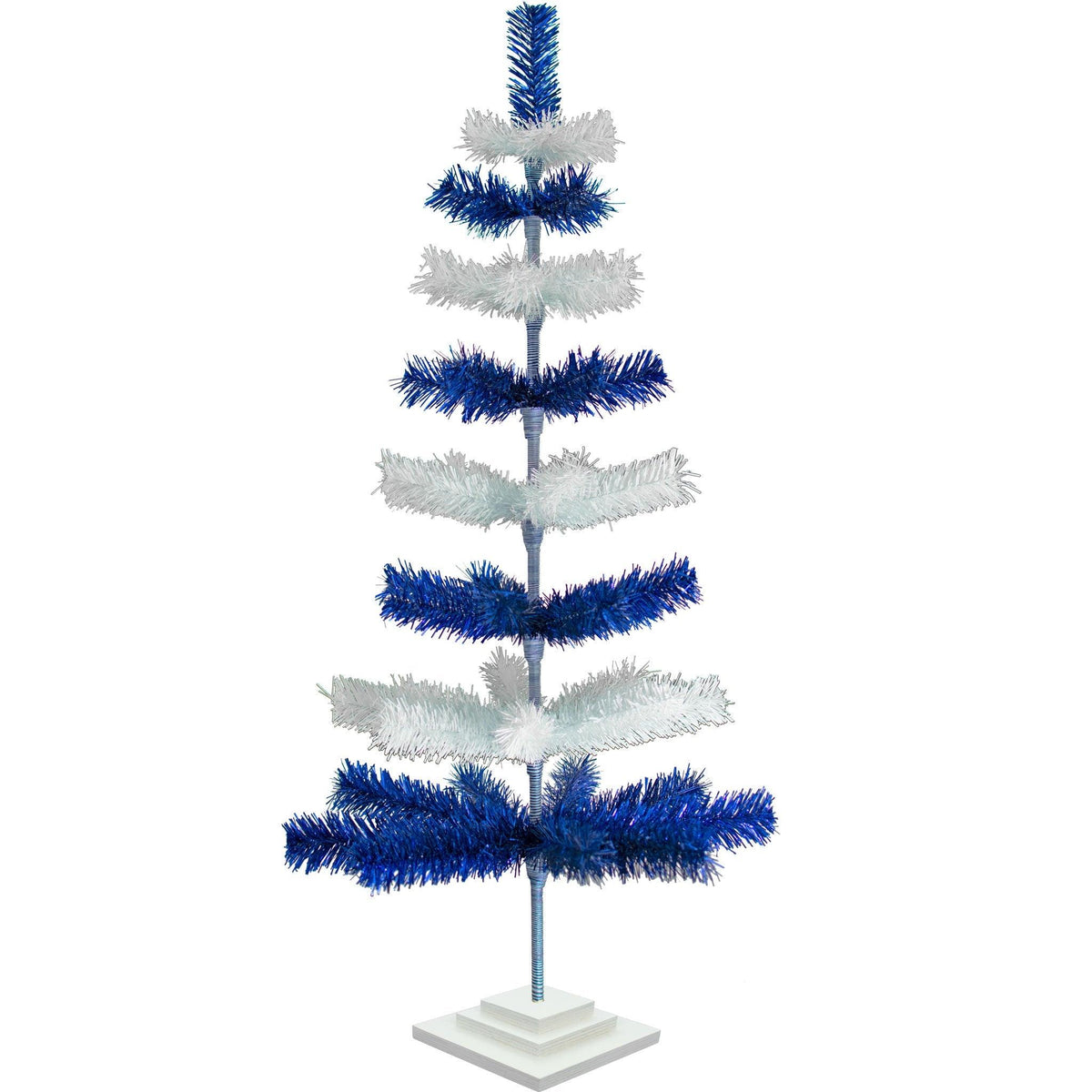 18in - 5FT Tall Blue & White Layered Tinsel Christmas Trees on sale at leedispay.com