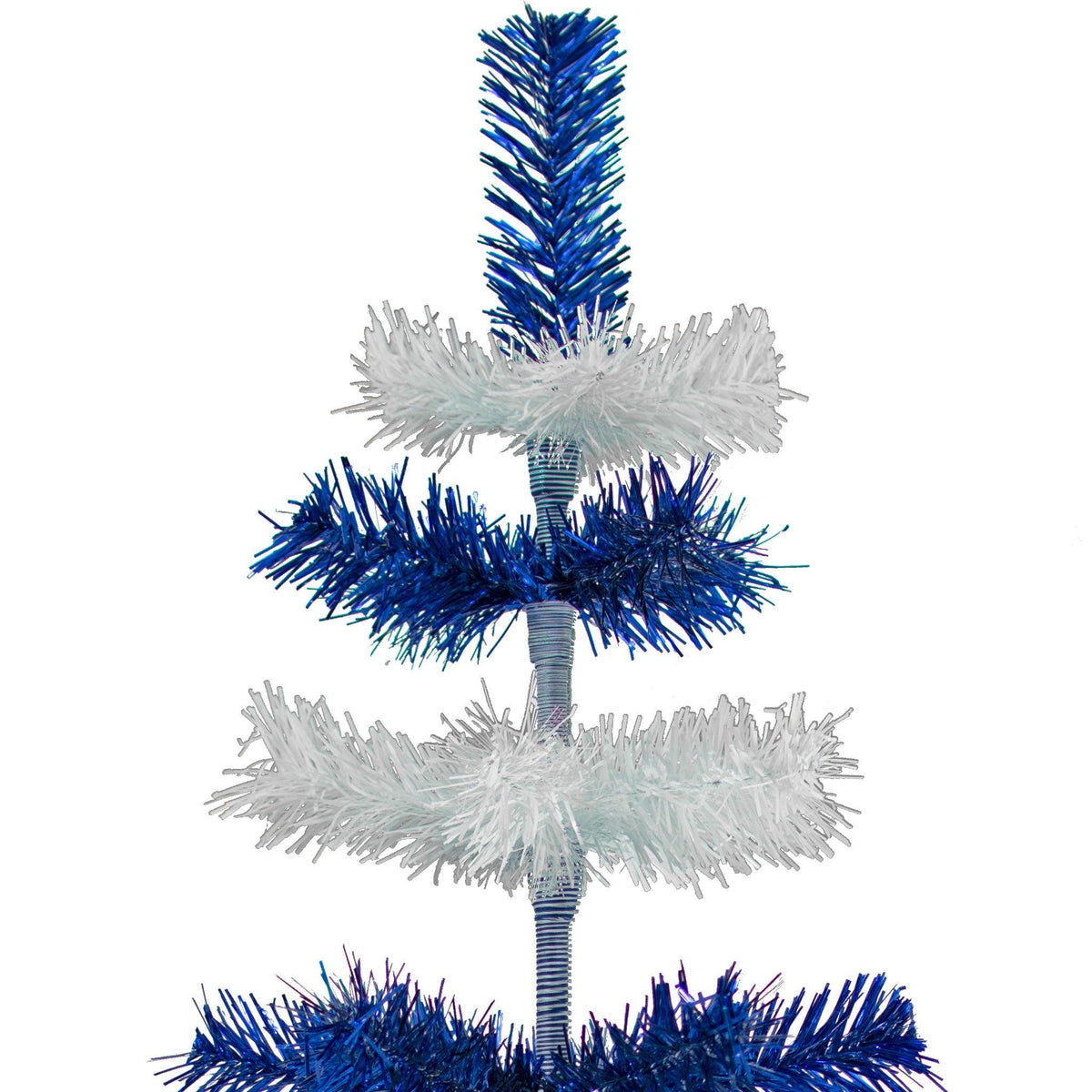 18in - 5FT Tall Blue & White Layered Tinsel Christmas Trees on sale at leedispay.com