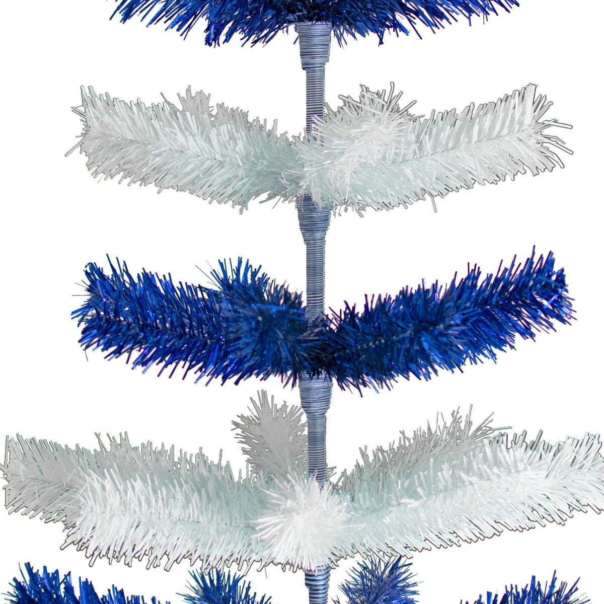 18in - 5FT Tall Blue & White Layered Tinsel Christmas Trees on sale at leedispay.com