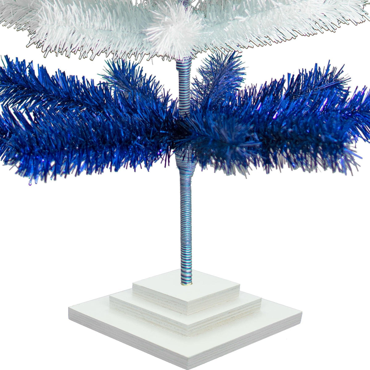 18in - 5FT Tall Blue & White Layered Tinsel Christmas Trees on sale at leedispay.com