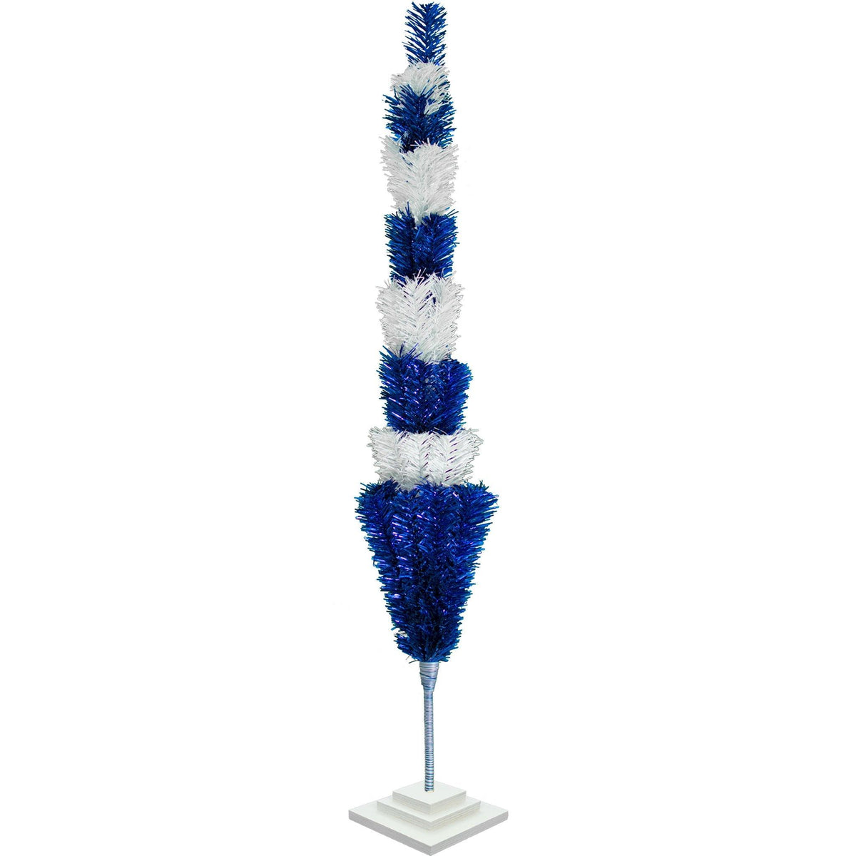 18in - 5FT Tall Blue & White Layered Tinsel Christmas Trees on sale at leedispay.com