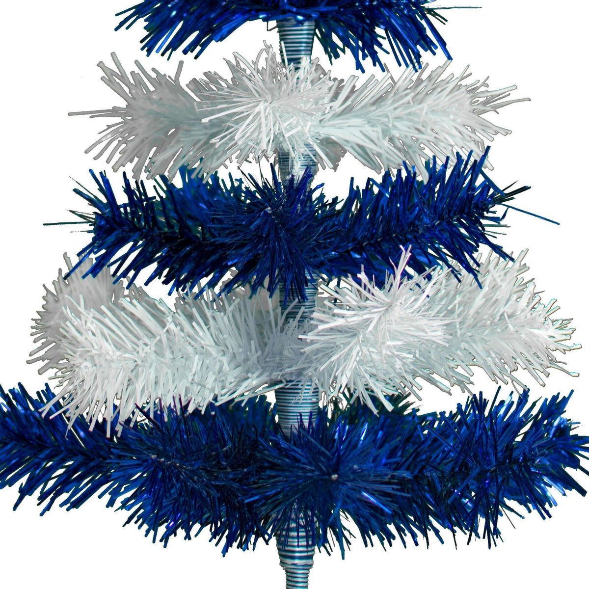 18in - 5FT Tall Blue & White Layered Tinsel Christmas Trees on sale at leedispay.com