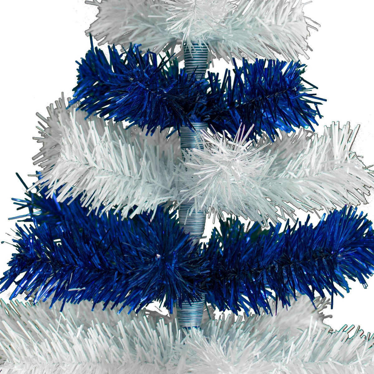 18in - 5FT Tall Blue & White Layered Tinsel Christmas Trees on sale at leedispay.com