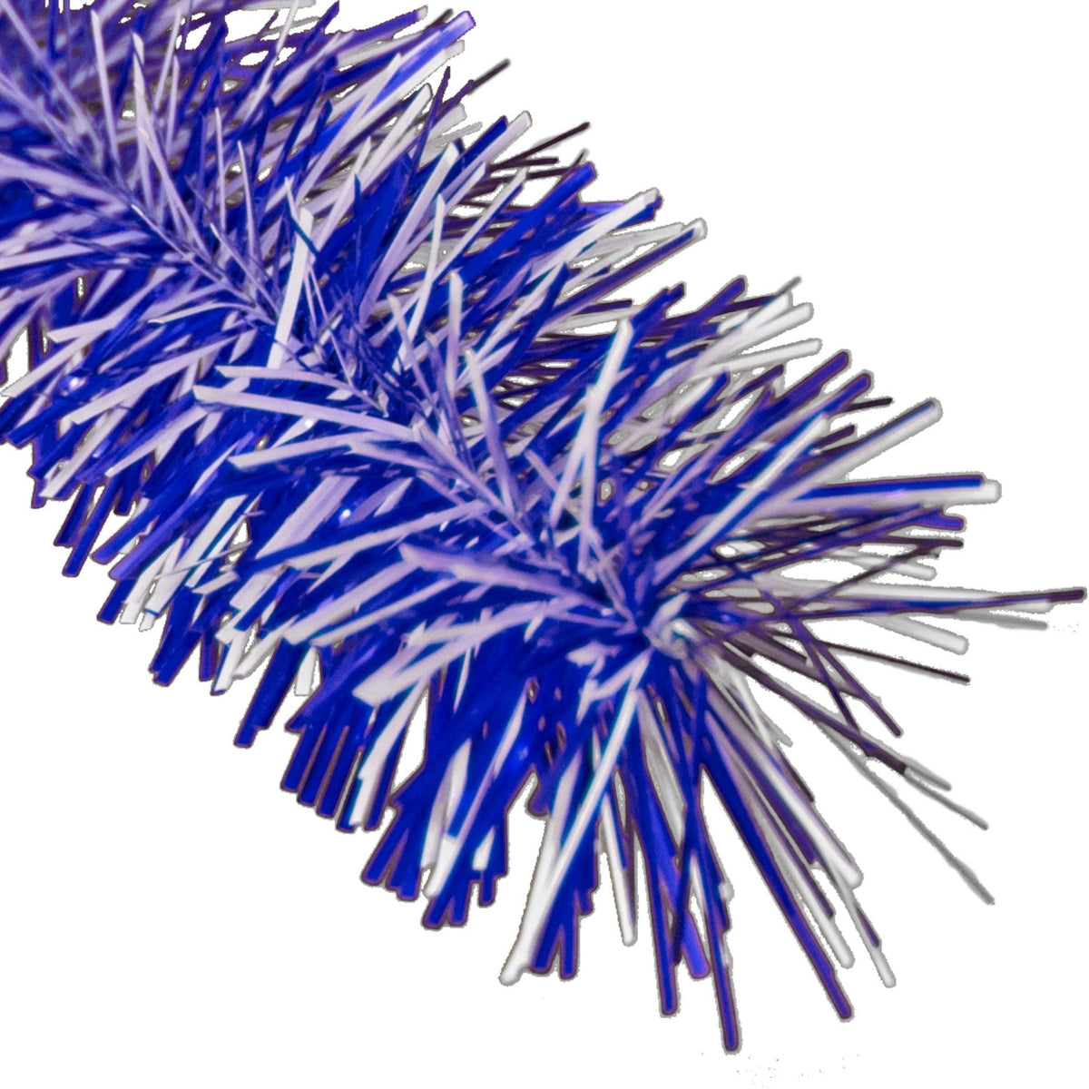 Lee Display's brand new 25ft Shiny Metallic Blue & White Tinsel Garlands and Fringe Embellishments on sale at leedisplay.com