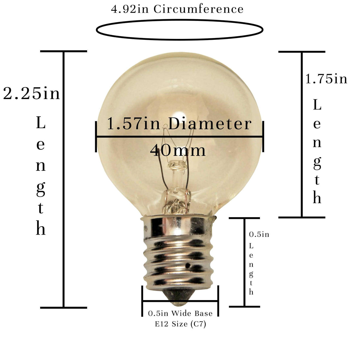 Size of a G40 Light Bulb available for sale on Leedisplay.com