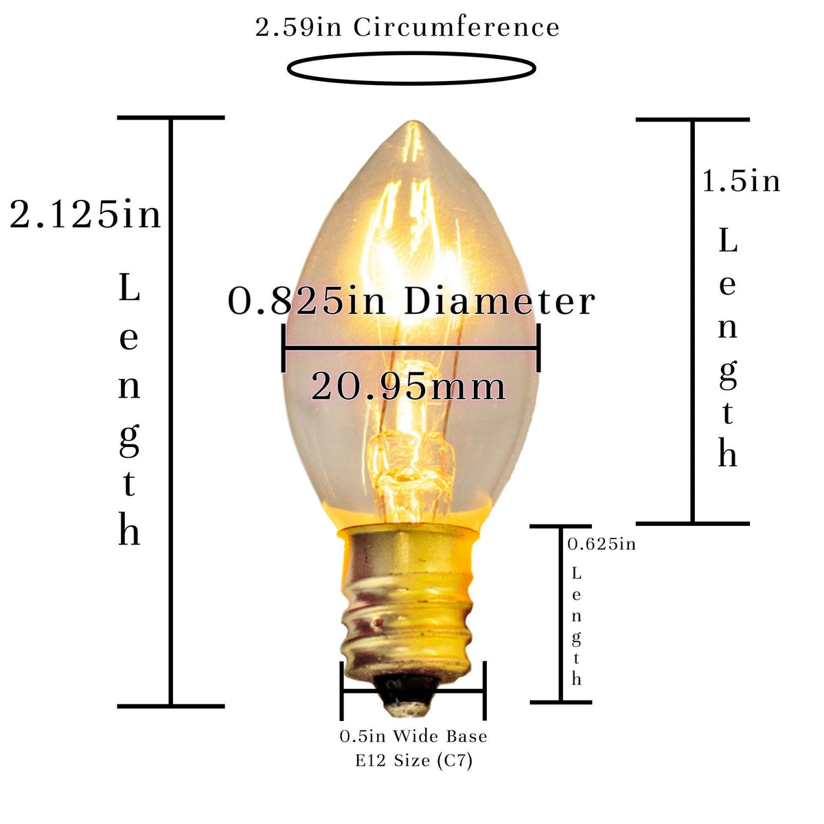 C-7 & C-9 Clear Christmas Light Bulbs.  Replace your old bulbs with a set of brand new Candelabra Lights.  On sale at leedisplay.com