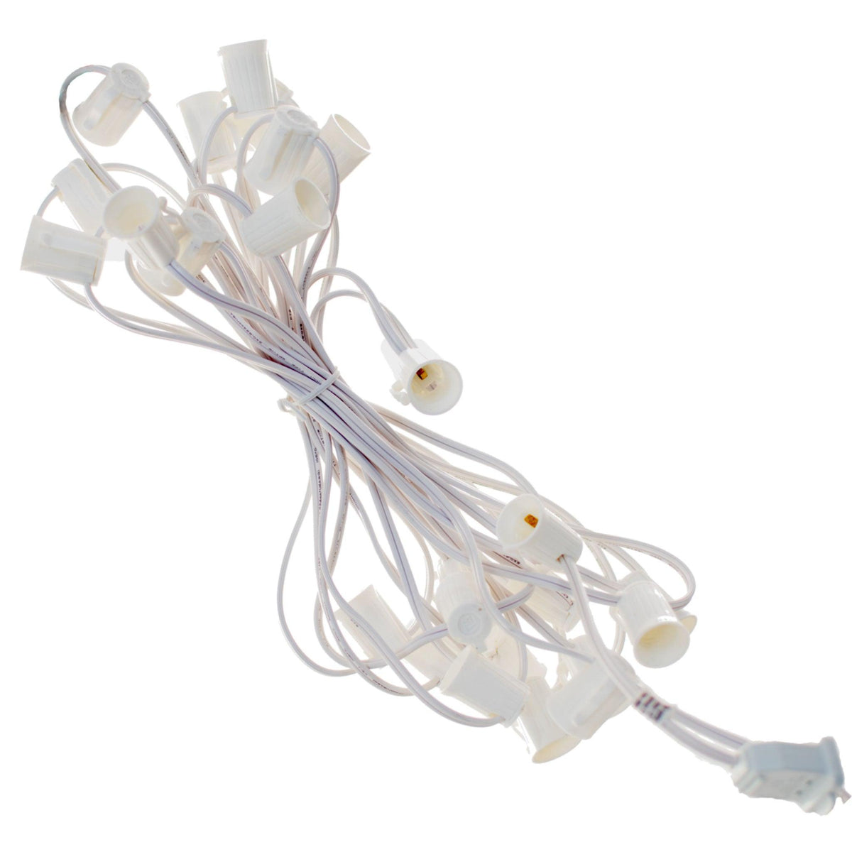 25FT Clear Outdoor String Lighting Set!    Choose between Twinkling Bulbs and Steady Burning Bulbs, White Wire or Green Wire Cords, C7 & C9 Size available.  Shop now at leedisplay.com