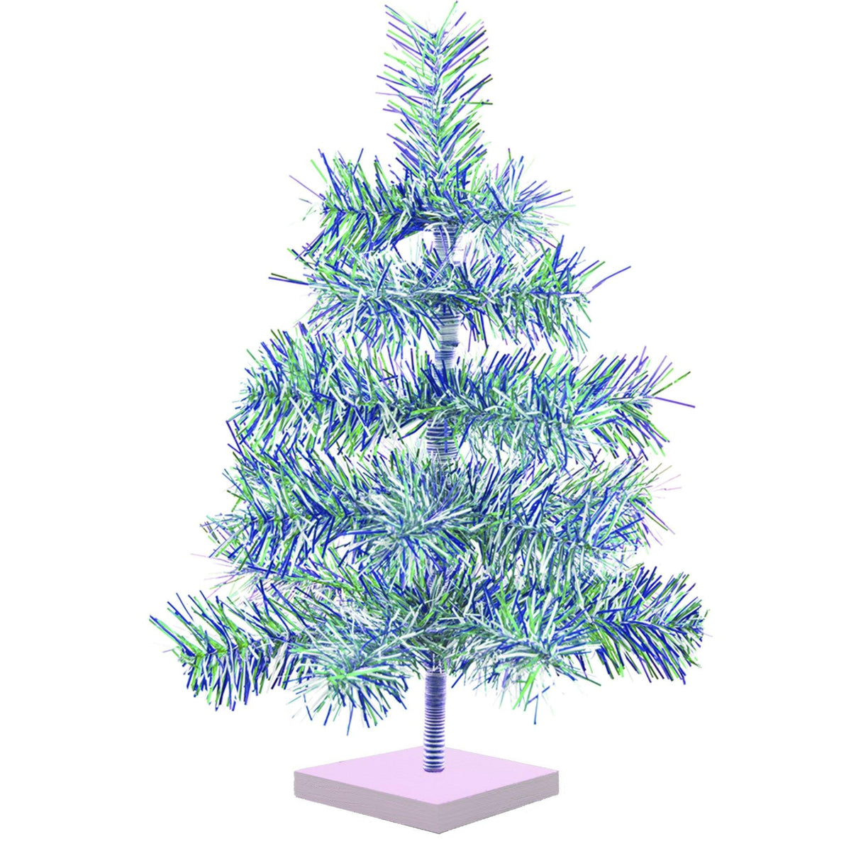 Earth Day-themed Multicolor Christmas Trees made by hand in the USA!  Decorate your holidays with a classic Tinsel Christmas Tree on sale at leedisplay.com