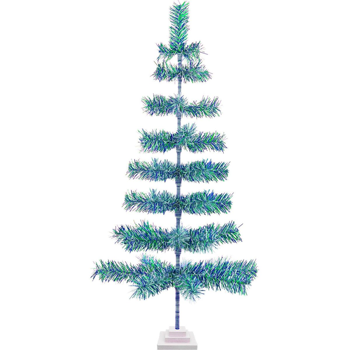 Earth Day-themed Multicolor Christmas Trees made by hand in the USA!  Decorate your holidays with a classic Tinsel Christmas Tree on sale at leedisplay.com