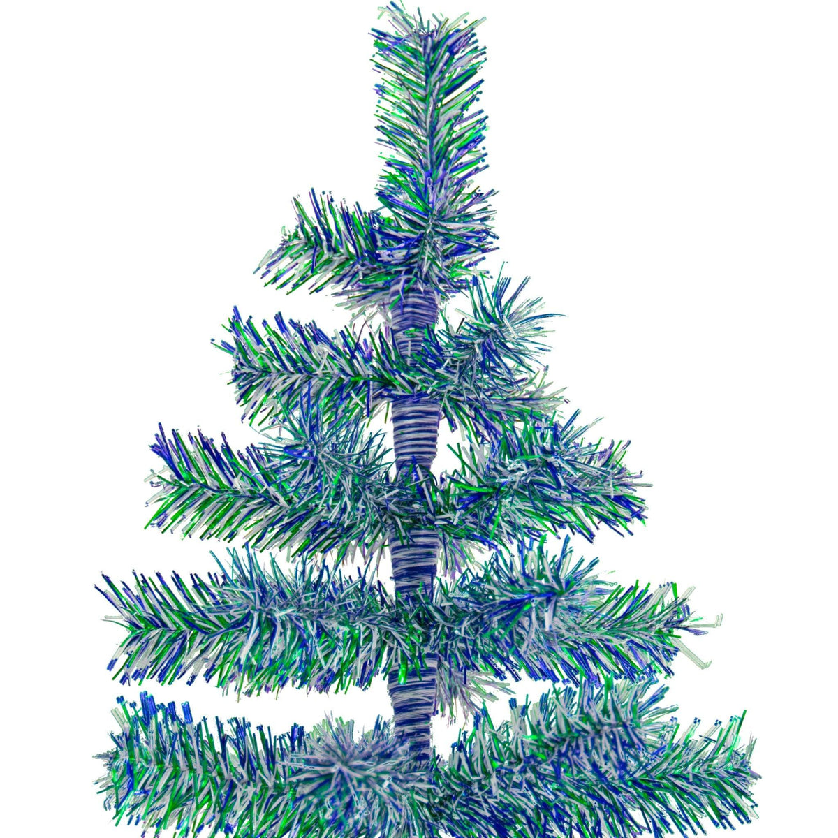 Earth Day-themed Multicolor Christmas Trees made by hand in the USA!  Decorate your holidays with a classic Tinsel Christmas Tree on sale at leedisplay.com