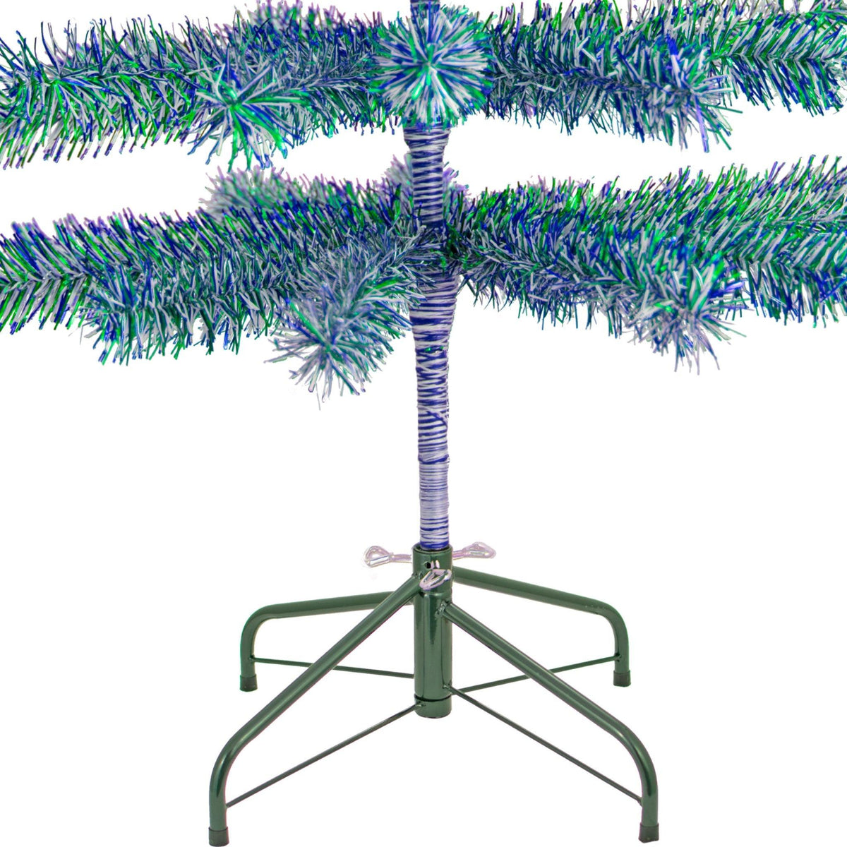 Earth Day-themed Multicolor Christmas Trees made by hand in the USA!  Decorate your holidays with a classic Tinsel Christmas Tree on sale at leedisplay.com