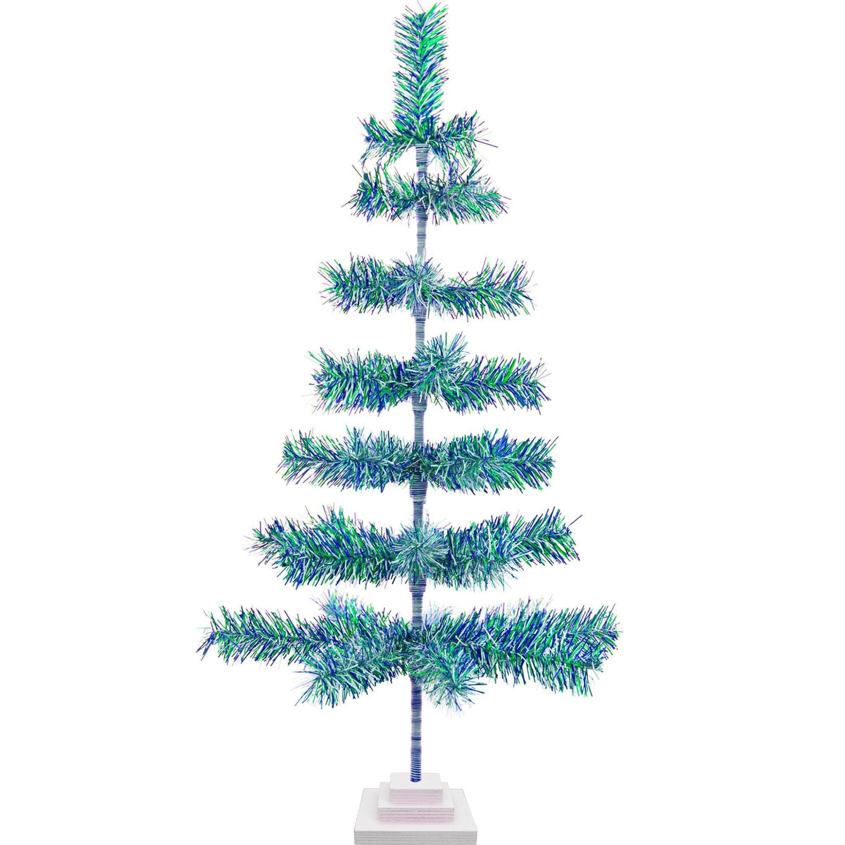 Earth Day-themed Multicolor Christmas Trees made by hand in the USA!  Decorate your holidays with a classic Tinsel Christmas Tree on sale at leedisplay.com