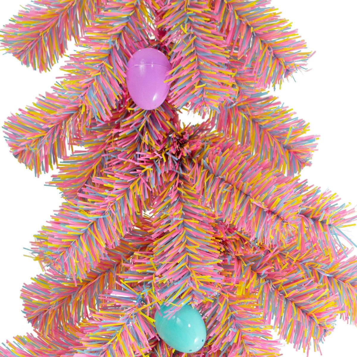 Lee Display's brand new 6ft Easter Firework Tinsel Brush Garland is made in the USA on sale now at leedisplay.com.  Easter Eggs Included!