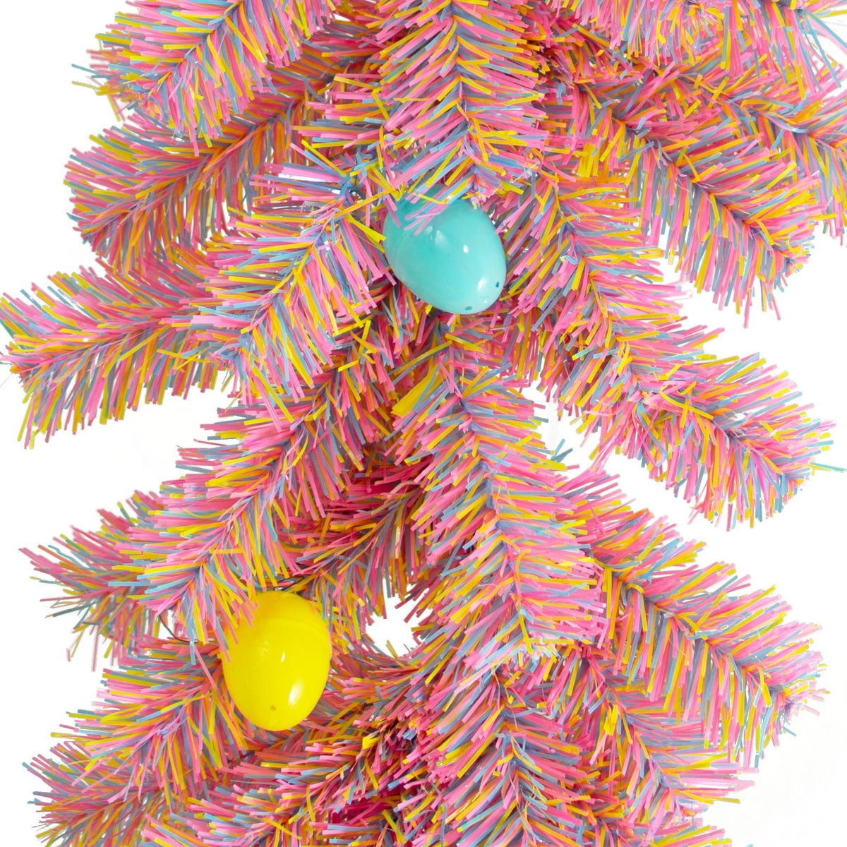 Lee Display's brand new 6ft Easter Firework Tinsel Brush Garland is made in the USA on sale now at leedisplay.com.  Easter Eggs Included!