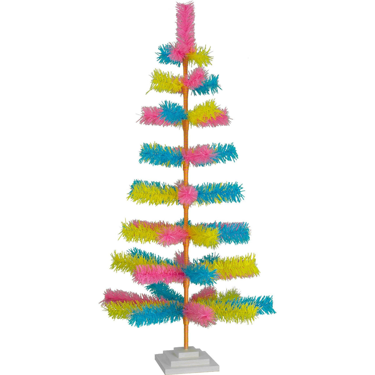 Lee Display's Original Easter-themed Mixed Tinsel Christmas Trees!    Decorate for the holidays with retro Pink, Blue, and Yellow Christmas Trees and start creating your centerpiece.  On sale now with leedisplay.com