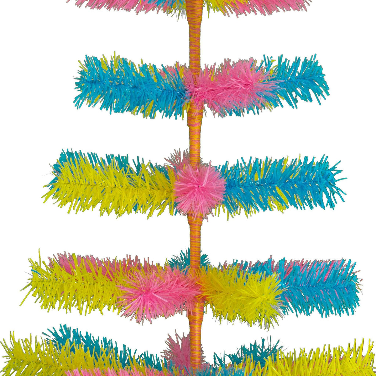 Lee Display's Original Easter-themed Mixed Tinsel Christmas Trees!    Decorate for the holidays with retro Pink, Blue, and Yellow Christmas Trees and start creating your centerpiece.  On sale now with leedisplay.com