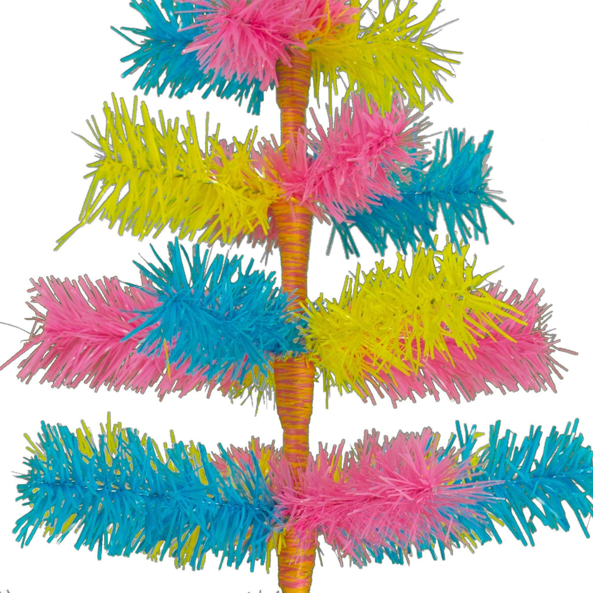 Lee Display's Original Easter-themed Mixed Tinsel Christmas Trees!    Decorate for the holidays with retro Pink, Blue, and Yellow Christmas Trees and start creating your centerpiece.  On sale now with leedisplay.com