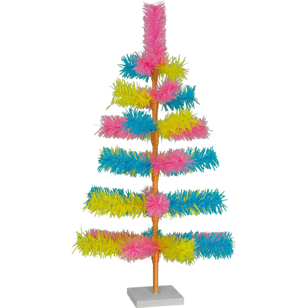 Lee Display's Original Easter-themed Mixed Tinsel Christmas Trees!    Decorate for the holidays with retro Pink, Blue, and Yellow Christmas Trees and start creating your centerpiece.  On sale now with leedisplay.com