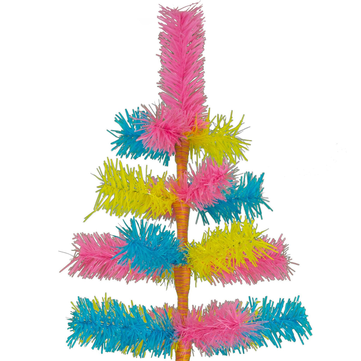 Lee Display's Original Easter-themed Mixed Tinsel Christmas Trees!    Decorate for the holidays with retro Pink, Blue, and Yellow Christmas Trees and start creating your centerpiece.  On sale now with leedisplay.com