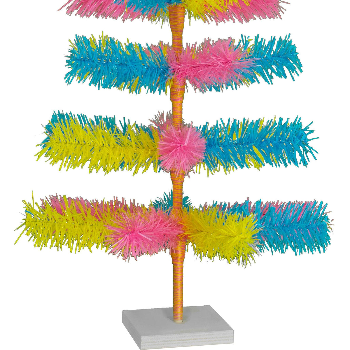 Lee Display's Original Easter-themed Mixed Tinsel Christmas Trees!    Decorate for the holidays with retro Pink, Blue, and Yellow Christmas Trees and start creating your centerpiece.  On sale now with leedisplay.com