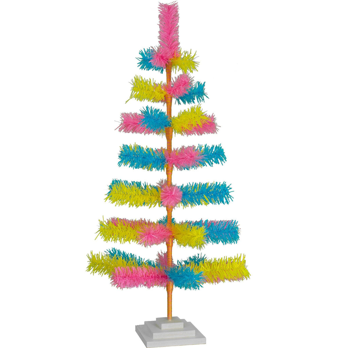 Lee Display's Original Easter-themed Mixed Tinsel Christmas Trees!    Decorate for the holidays with retro Pink, Blue, and Yellow Christmas Trees and start creating your centerpiece.  On sale now with leedisplay.com