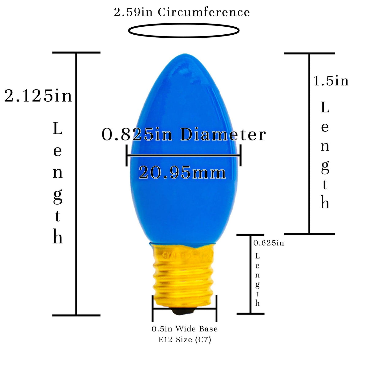 Size of a C7 Light Bulb