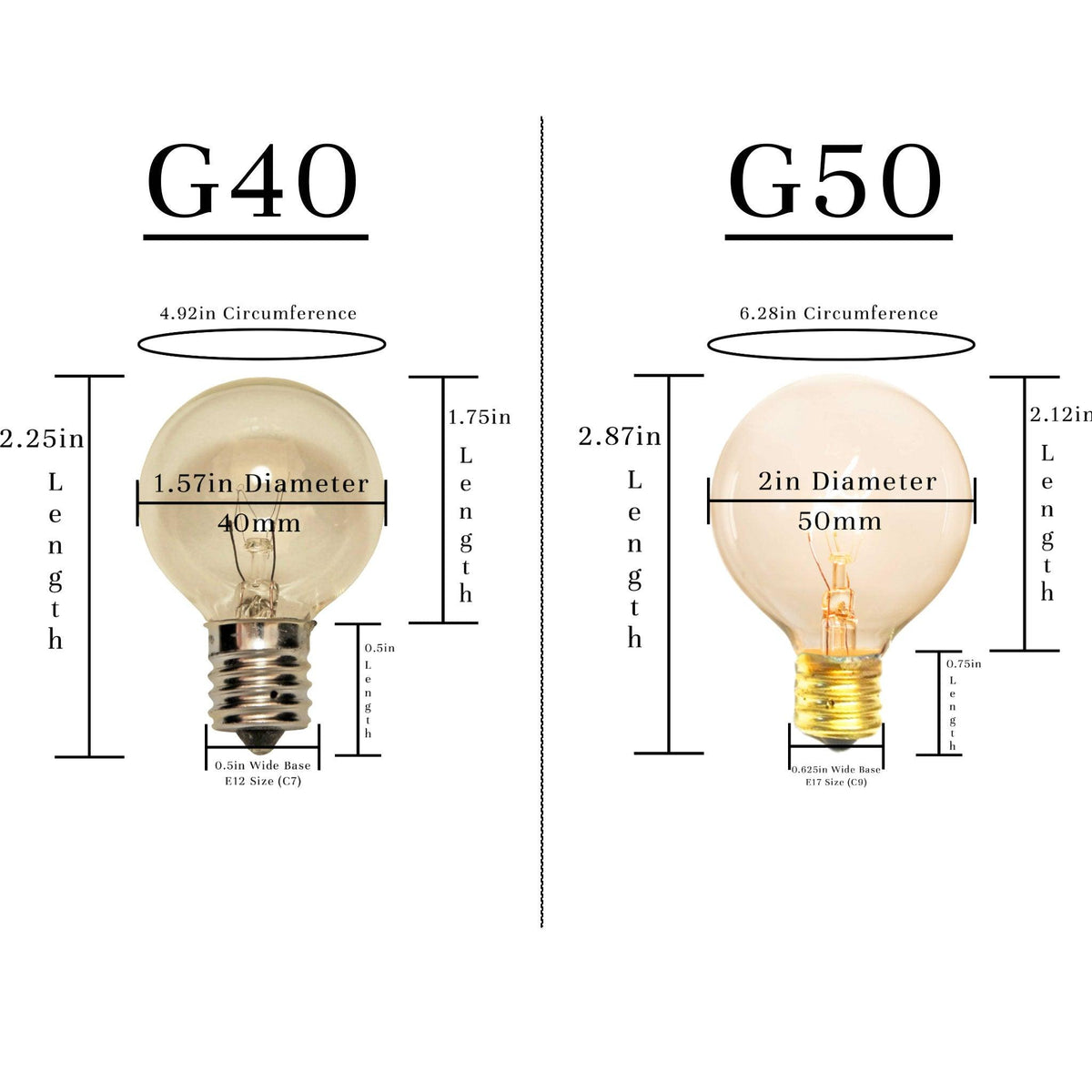 Lee Display's G50 Globe Lighting Patio String Sets with 25ft cords included