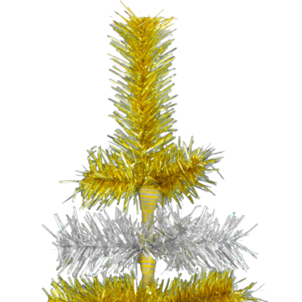 18in tall Shiny Gold and Metallic Silver Layered Tinsel Christmas Trees on sale at leedisplay.com