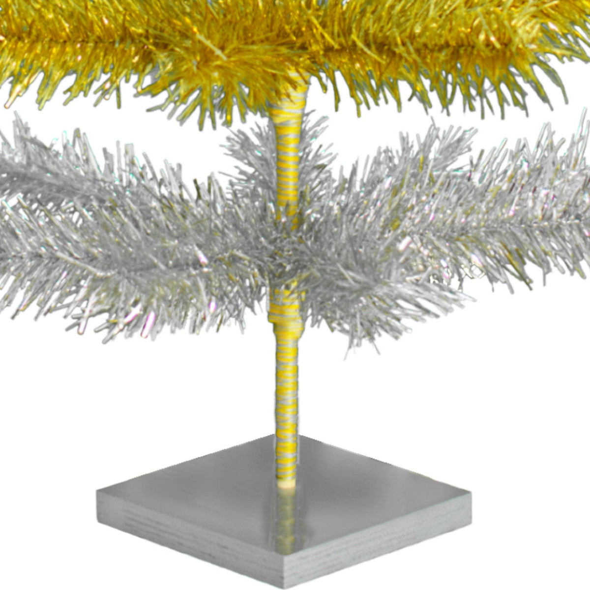 24in tall Shiny Gold and Metallic Silver Layered Tinsel Christmas Trees on sale at leedisplay.com