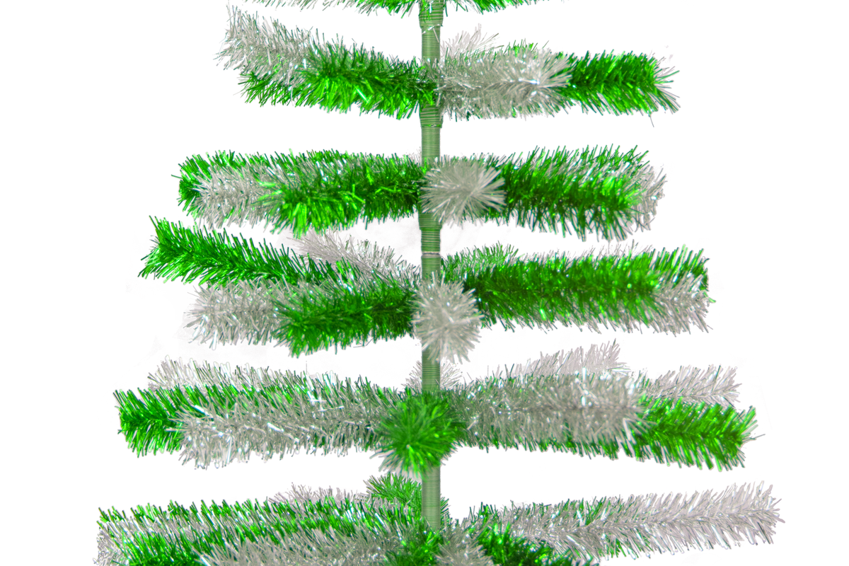 Green & Silver Mixed Tinsel Tree - Lee Display