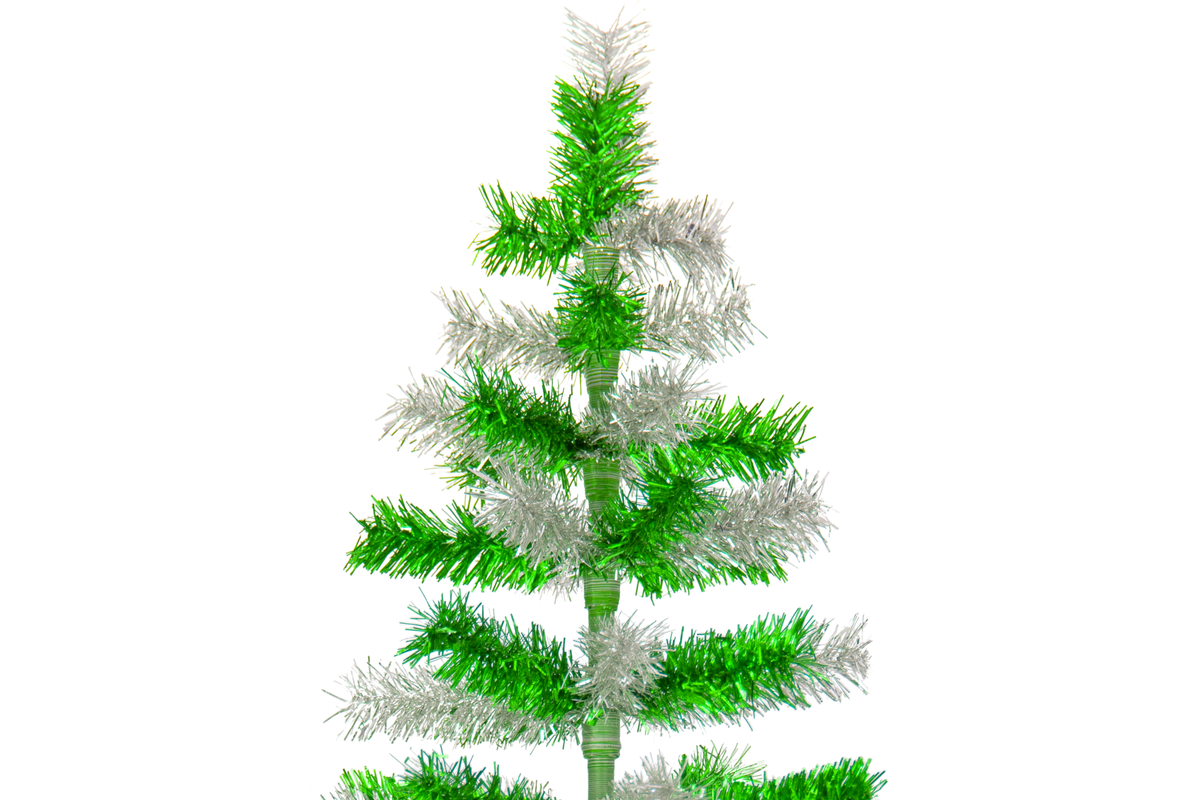 Green & Silver Mixed Tinsel Tree - Lee Display