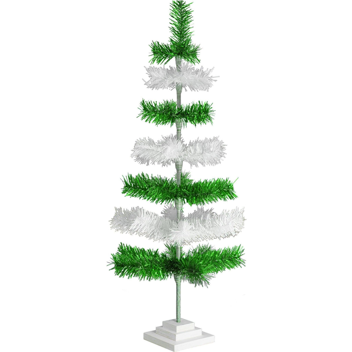 Green & White Layered Tinsel Christmas Trees on sale at leedisplay.com