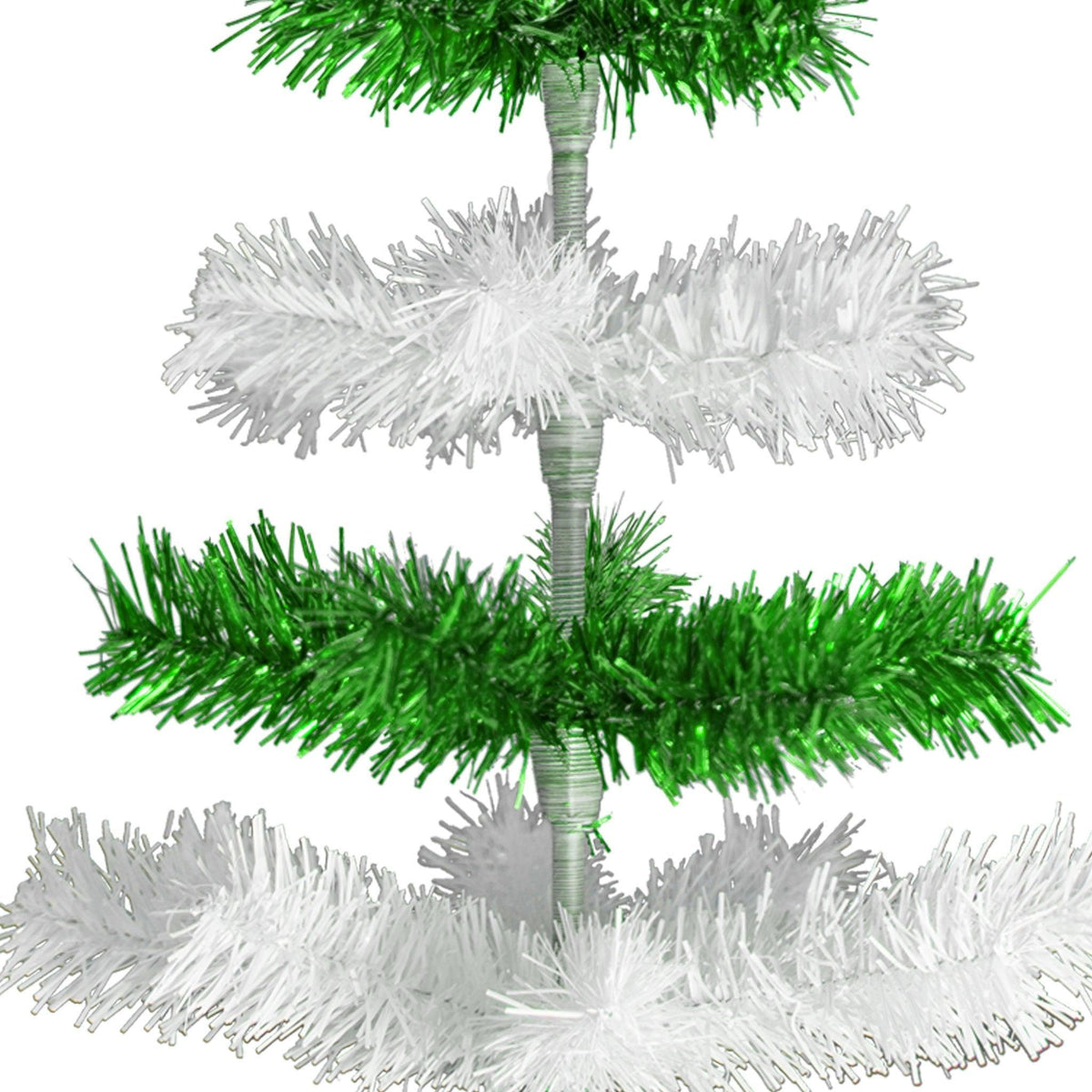 Green & White Layered Tinsel Christmas Trees on sale at leedisplay.com