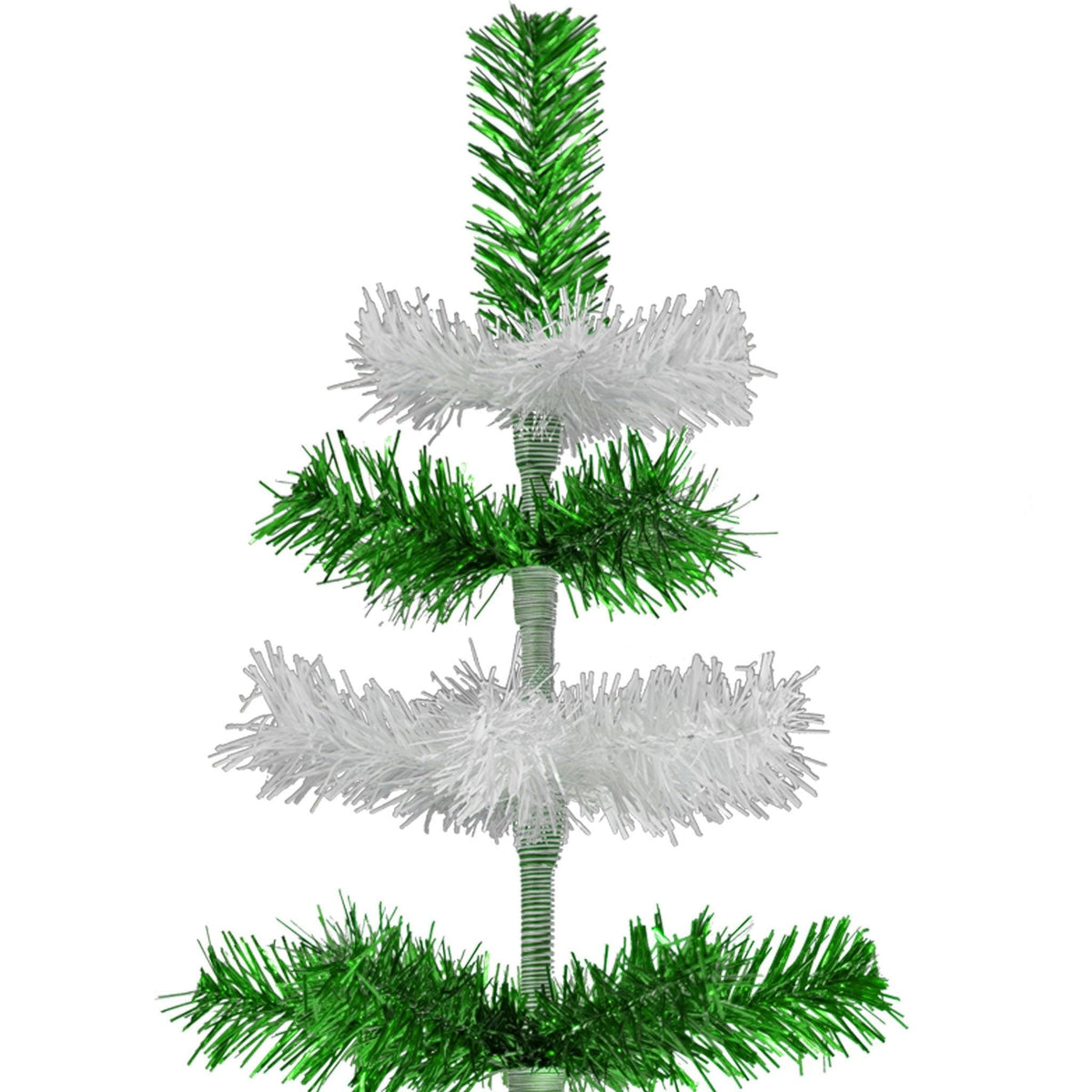 Green & White Layered Tinsel Christmas Trees on sale at leedisplay.com