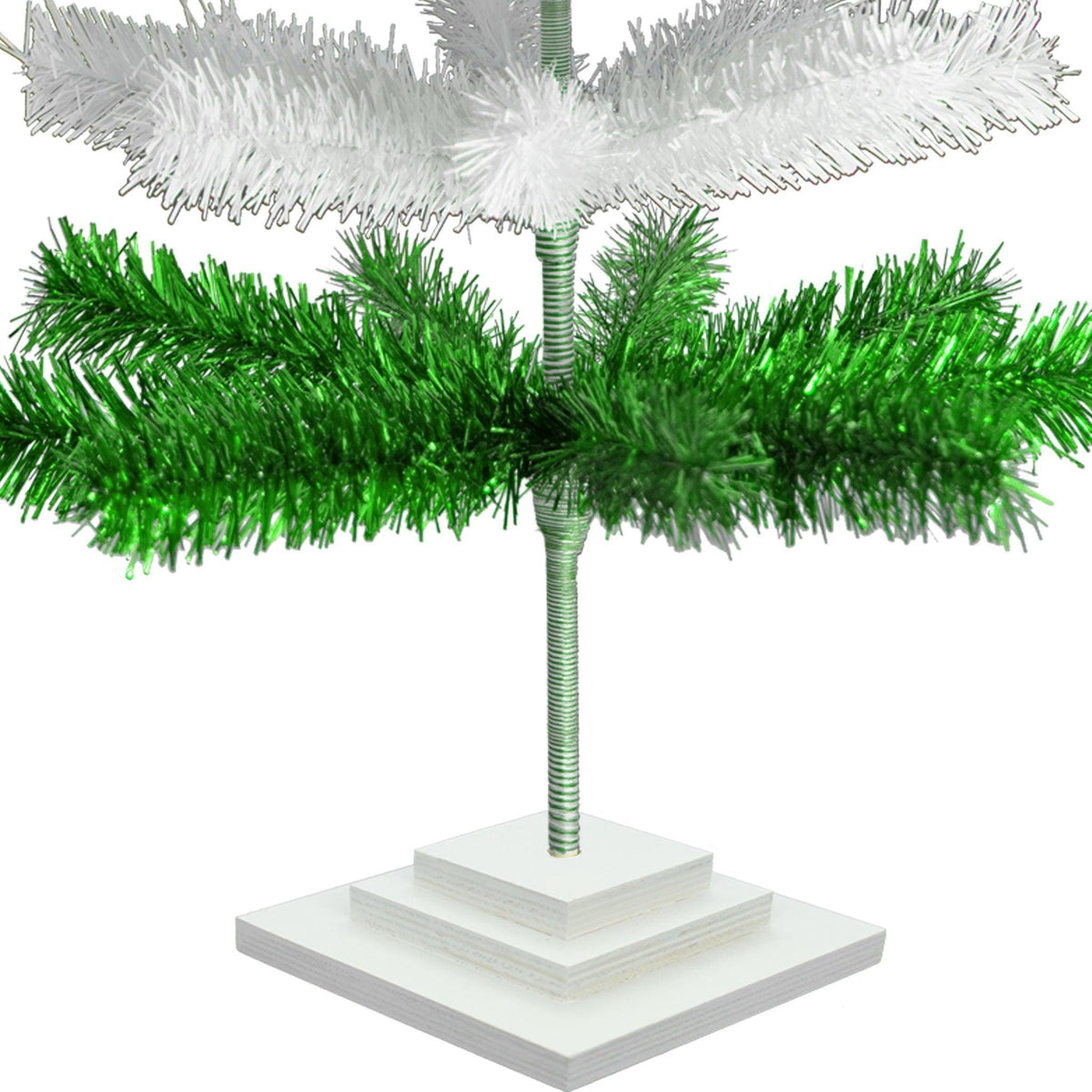 Green & White Layered Tinsel Christmas Trees on sale at leedisplay.com