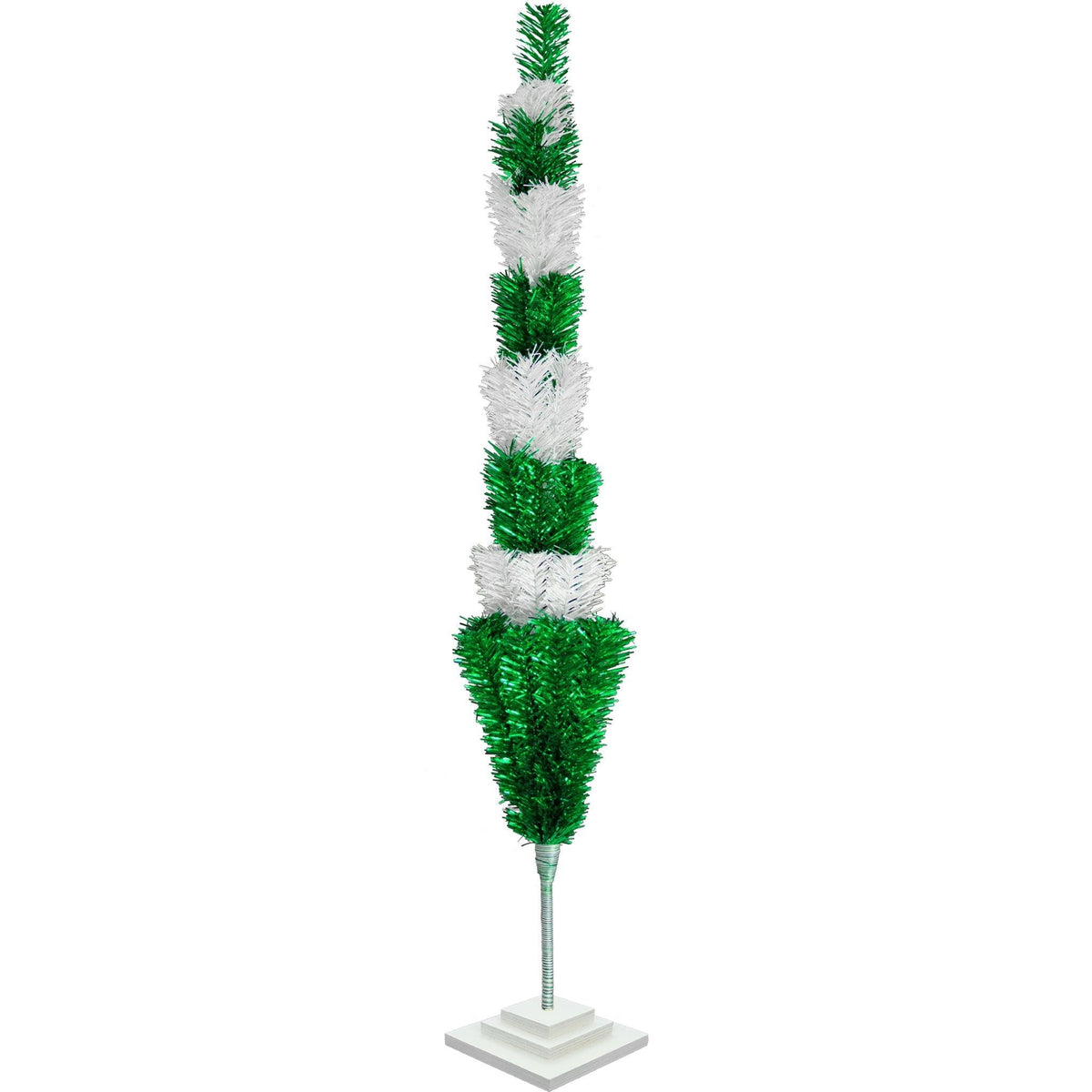 Green & White Layered Tinsel Christmas Trees on sale at leedisplay.com