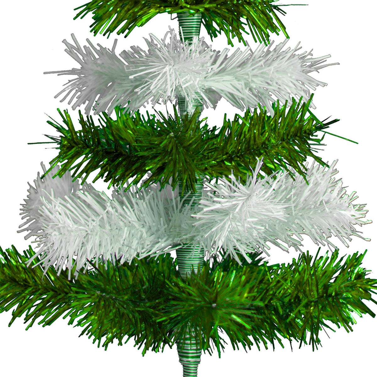 Green & White Layered Tinsel Christmas Trees on sale at leedisplay.com