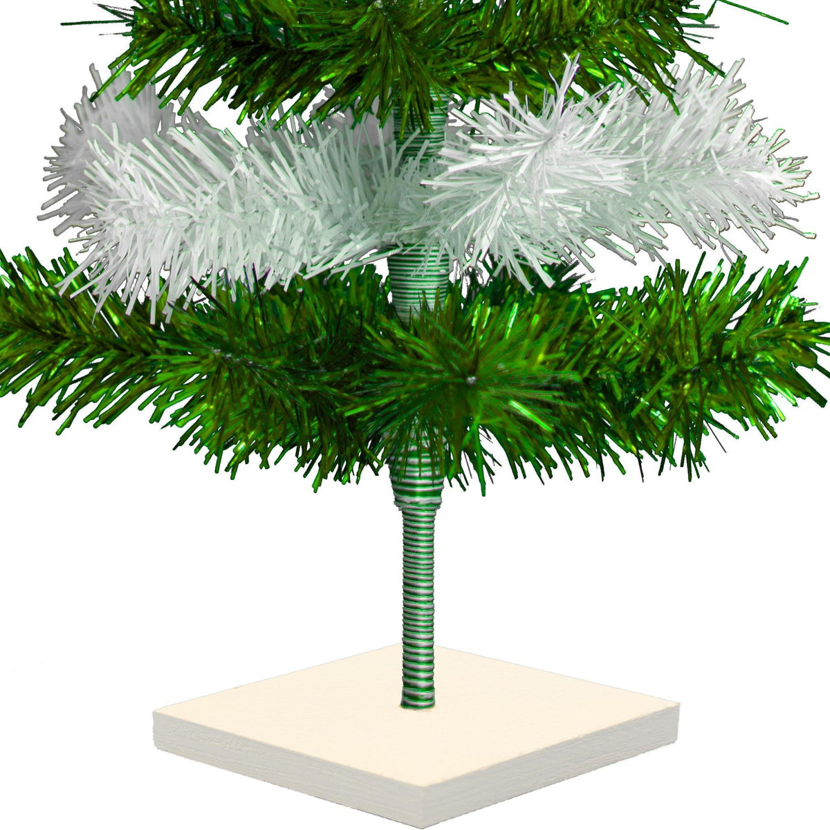 Green & White Layered Tinsel Christmas Trees on sale at leedisplay.com