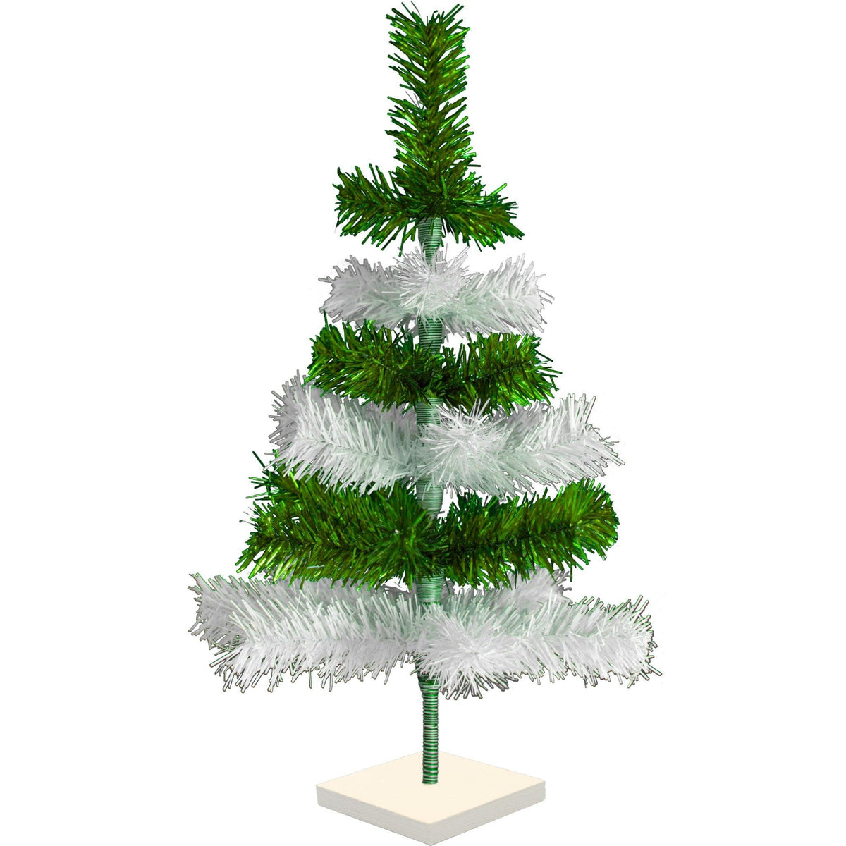 Green & White Layered Tinsel Christmas Trees on sale at leedisplay.com