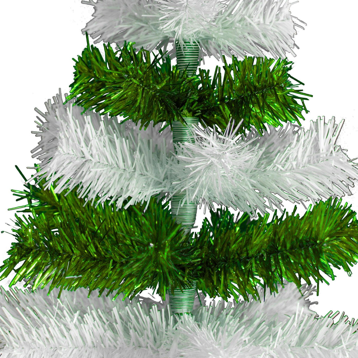 Green & White Layered Tinsel Christmas Trees on sale at leedisplay.com