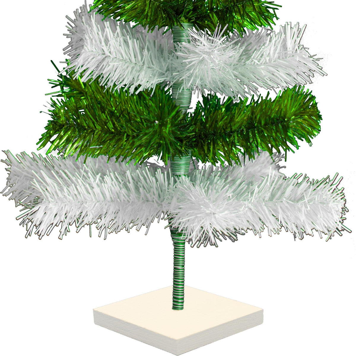 Green & White Layered Tinsel Christmas Trees on sale at leedisplay.com